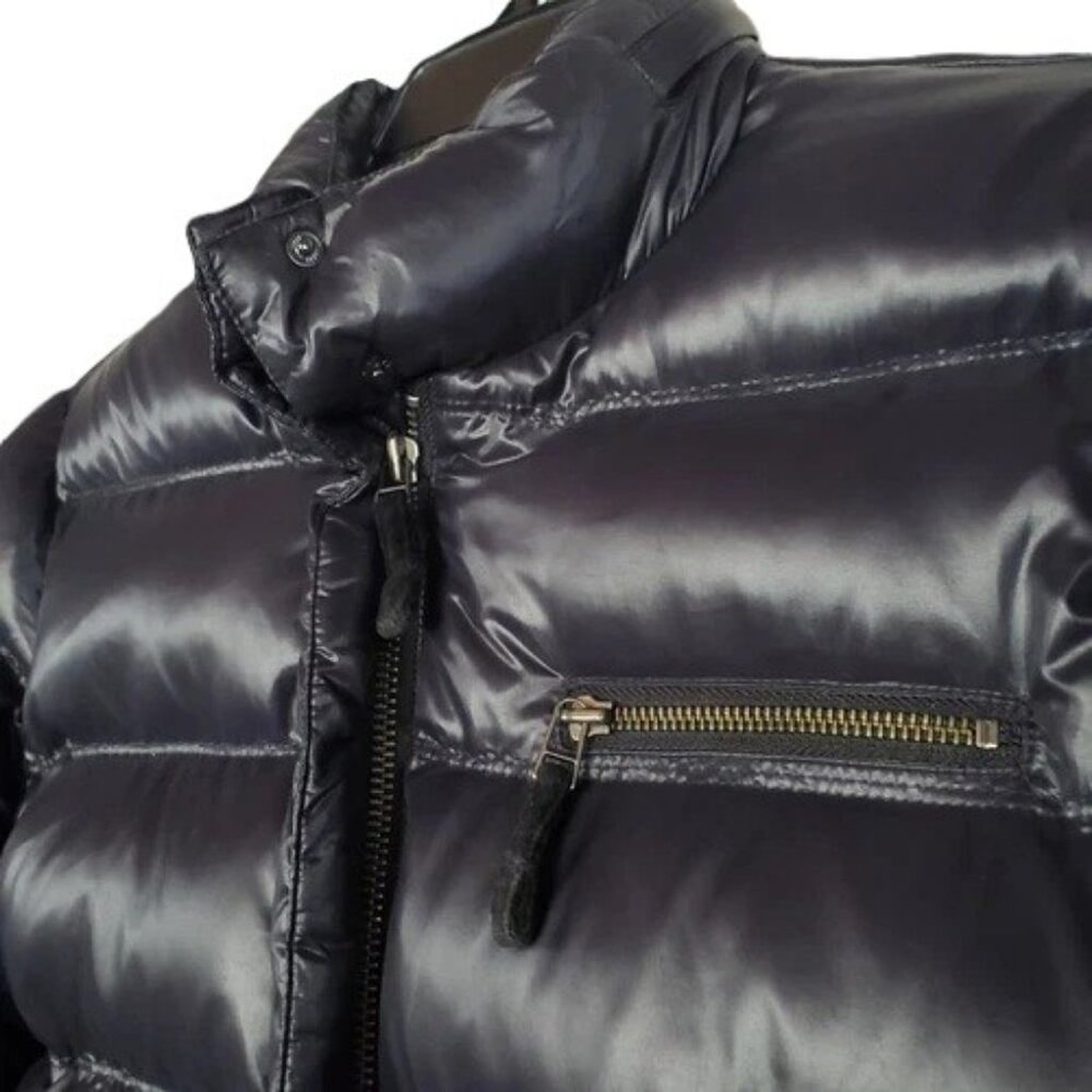 Lucky Brand Goose Down puffer Jacket Full Zip Black Hidden Hoodie sz.M - Picture 5 of 8